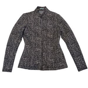 J McLaughlin Billie Athletic Jacket in Navy Blue Script Pattern - Small